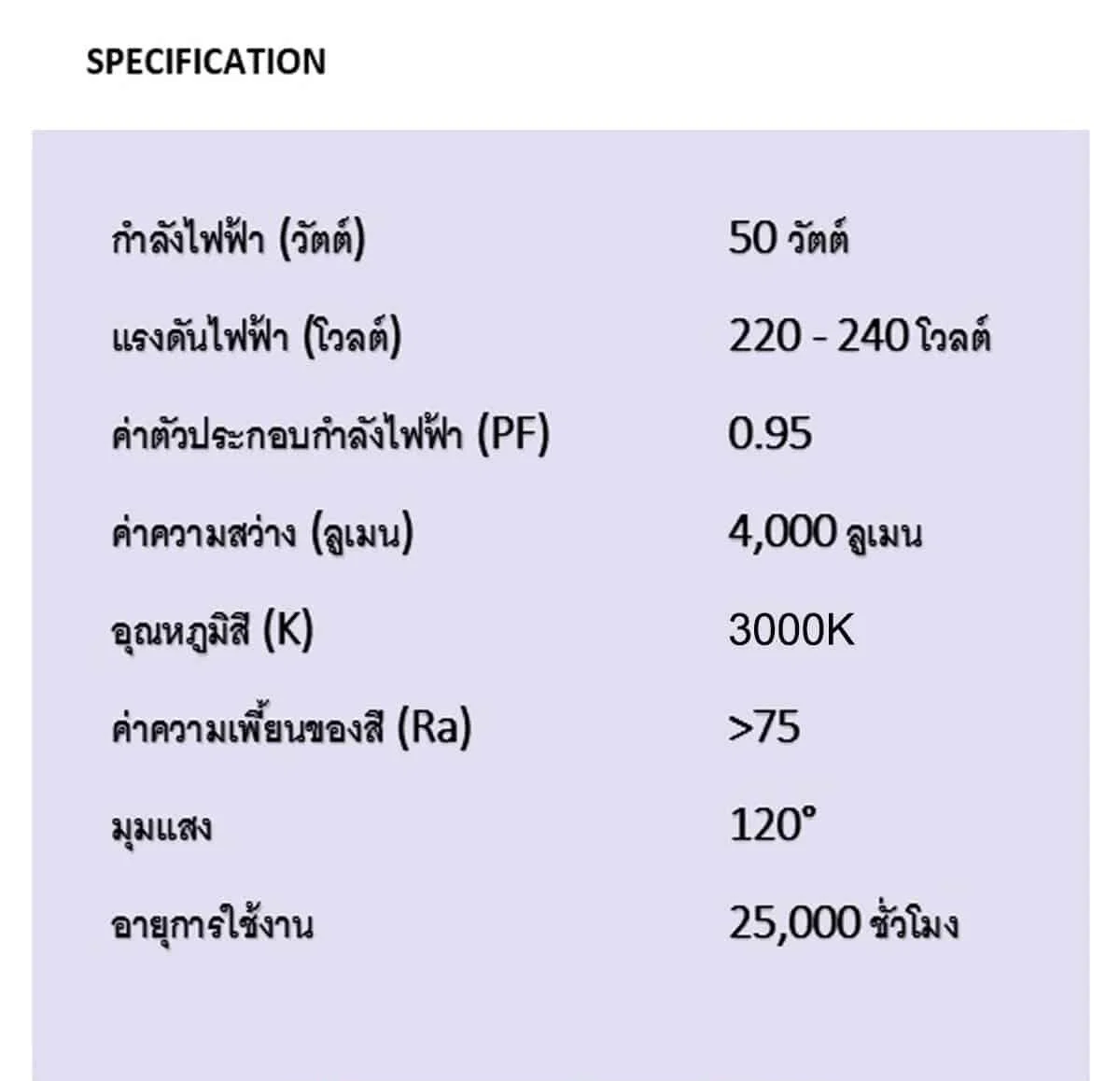 สปอร์ตไลท์ led 50w วอร์มไวท์ gata - Image 2