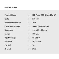 Alternative view of สปอร์ตไลท์ led eco bright 10w วอร์มไวท์ eve