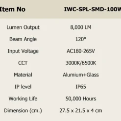 Alternative view of สปอร์ตไลท์ led 100w smd รุ่นบาง เดย์ไลท์ iwachi