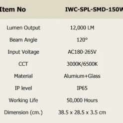 Alternative view of สปอร์ตไลท์ LED 150w SMD รุ่นบาง (วอร์มไวท์) IWACHI 