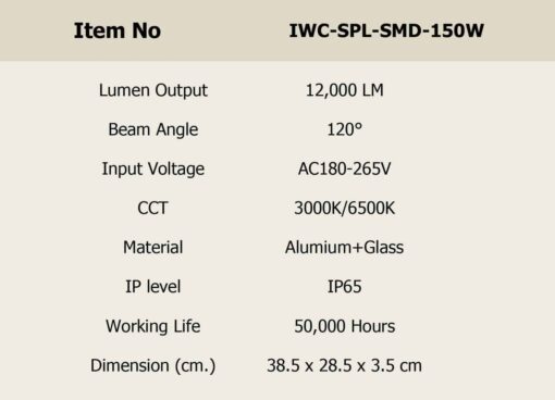 สปอร์ตไลท์ LED 150w SMD รุ่นบาง (เดย์ไลท์) IWACHI  - Image 2
