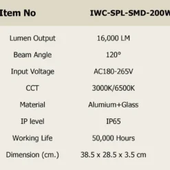 Alternative view of สปอร์ตไลท์ LED 200w SMD รุ่นบาง (วอร์มไวท์) IWACHI 
