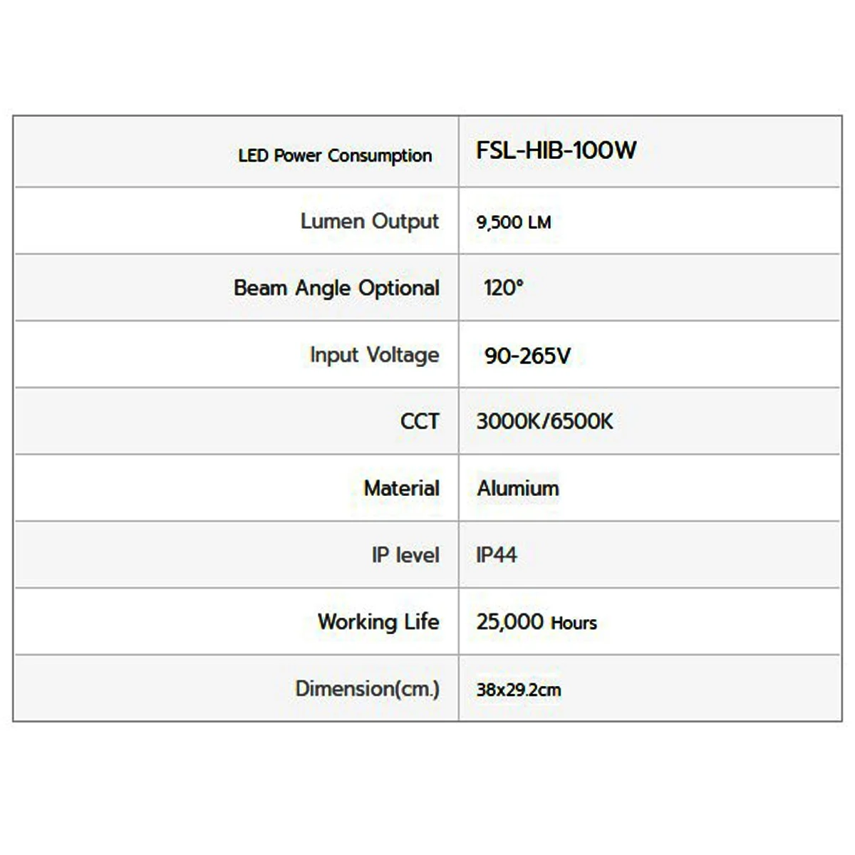 โคมไฮเบย์ LED 100W (วอร์มไวท์) FSL - Image 3