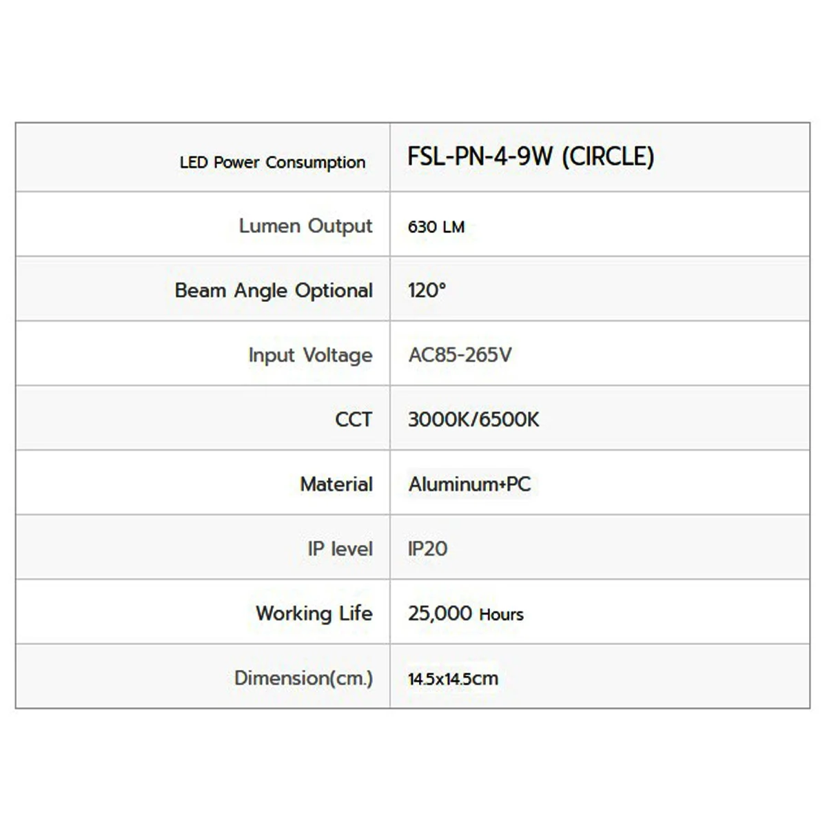 ดาวน์ไลท์ LED 9W หน้ากลม (เดย์ไลท์) FSL - Image 2