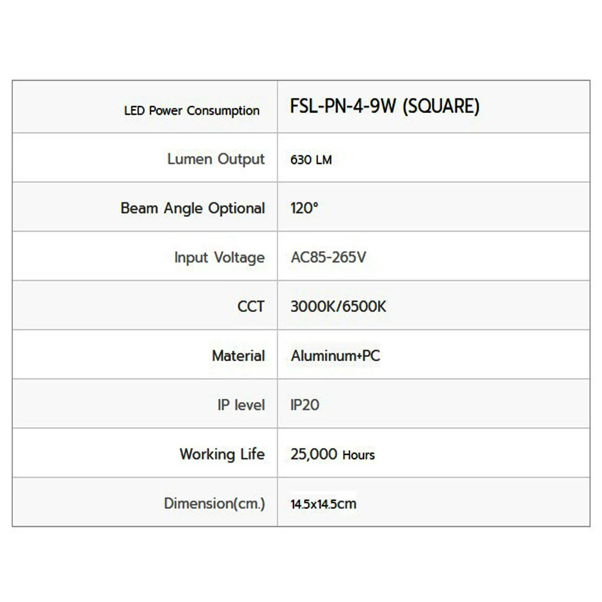 FSL 9w เหลี่ยม
