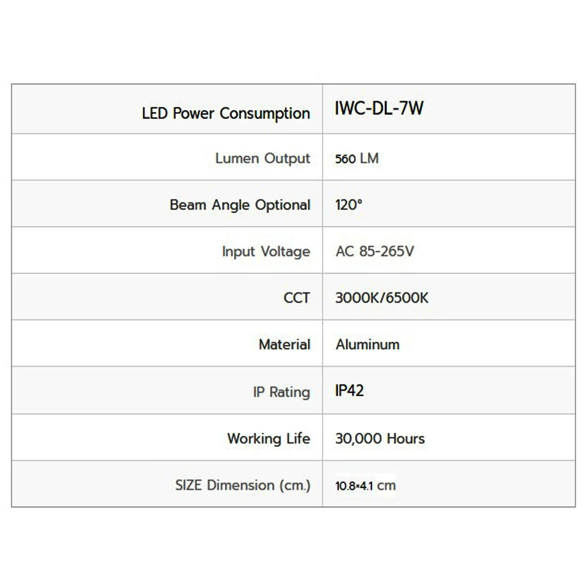 ดาวน์ไลท์ LED 7W (วอร์มไวท์) IWACHI - Image 2