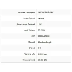 Alternative view of ดาวน์ไลท์ LED ติดลอยหน้ากลม 24W (วอร์มไวท์) IWACHI