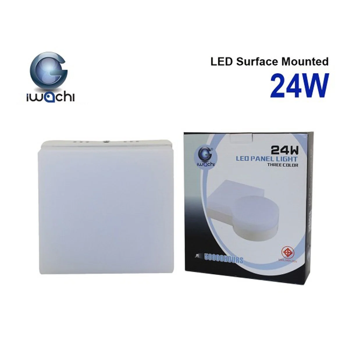 ดาวน์ไลท์ LED ติดลอยหน้าเหลี่ยม 24W (เดย์ไลท์) IWACHI