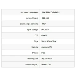 Alternative view of ดาวน์ไลท์ LED สี่เหลี่ยม 6W+3W IWACHI