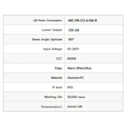 Alternative view of  ดาวน์ไลท์ led หน้ากลม 6w3w ขอบแสงวอร์มไวท์ iwachi
