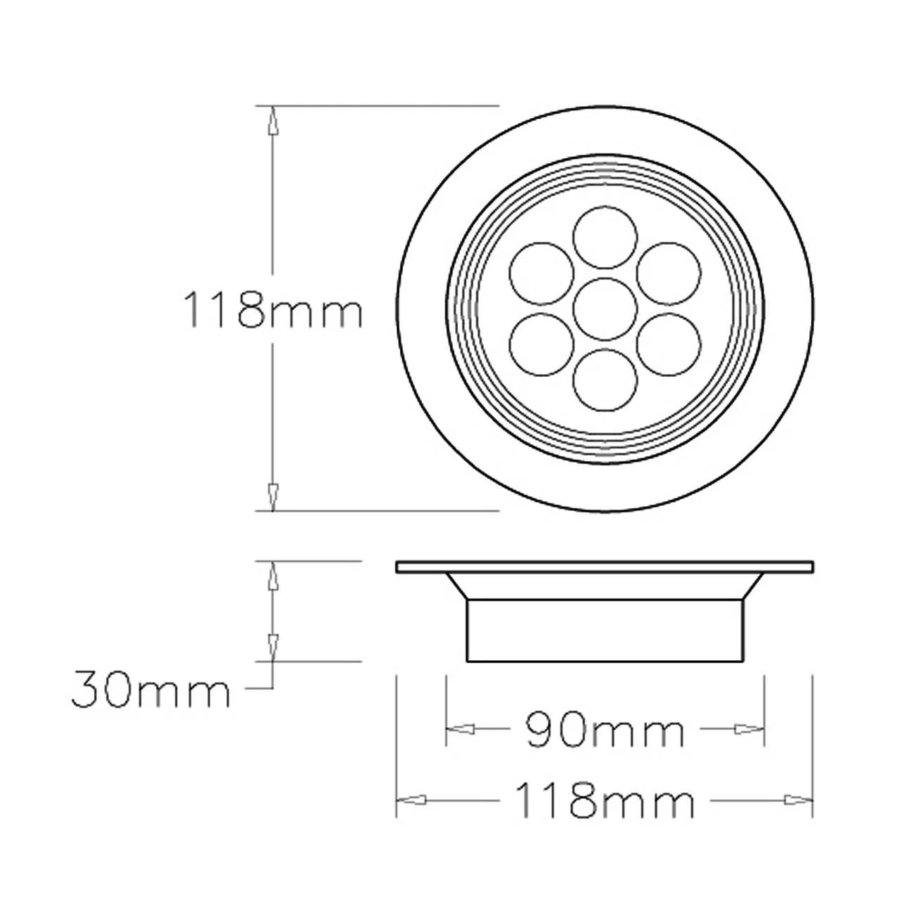 ดาวน์ไลท์ LED 7w (วอร์มไวท์) Lunar - Image 2