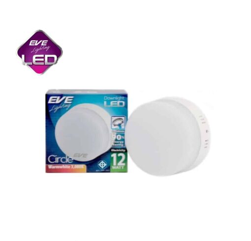  ดาวน์ไลท์ LED ติดลอย หน้ากลม 12w (วอร์มไวท์) EVE