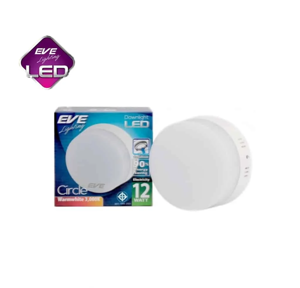ดาวน์ไลท์ LED ติดลอย หน้ากลม 12w (วอร์มไวท์) EVE