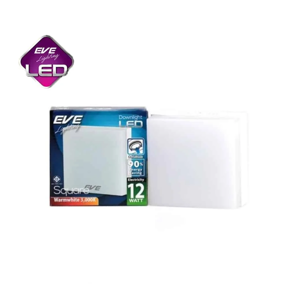 ดาวน์ไลท์ LED ติดลอย หน้าเหลี่ยม 12w (วอร์มไวท์) EVE