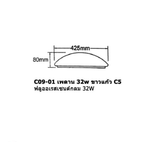 โคมไฟเพดาน 14นิ้ว ขาวแก้ว C09-01 - Image 2
