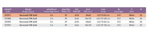 โคมตะแกรงฝังฝ้า แบบพ่นสีฝุ่น 2x18w หนา0.4 (30x60cm.) ยี่ห้อ EVE - Image 3