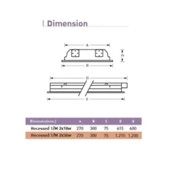 Alternative view of โคมตะแกรงฝังฝ้า ตะแกรงถี่ 0.4mm แบบสะท้อนแสง 2x36w (30x120cm.) ยี่ห้อ EVE