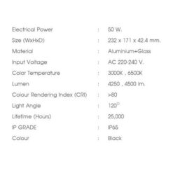 สปอร์ตไลท์ LED slim 50w GATA