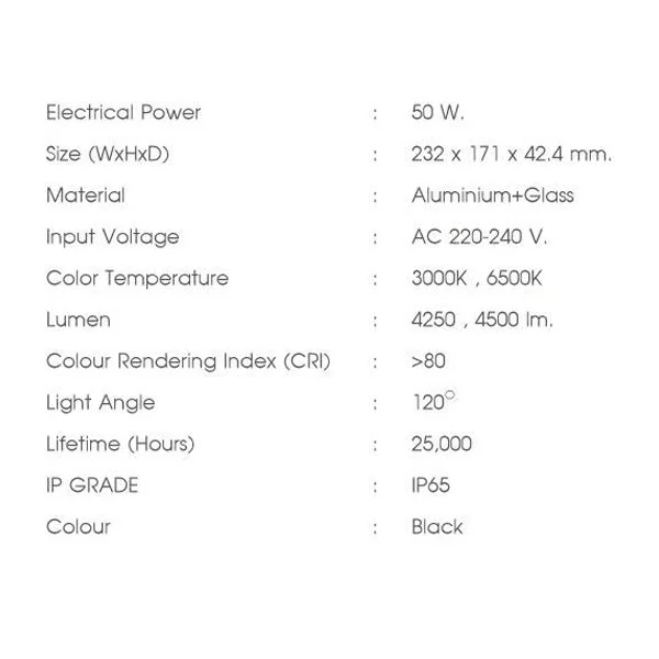สปอร์ตไลท์ LED slim 50w GATA