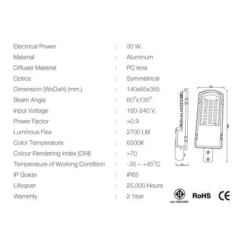 โคมไฟถนน LED mini 30w GATA