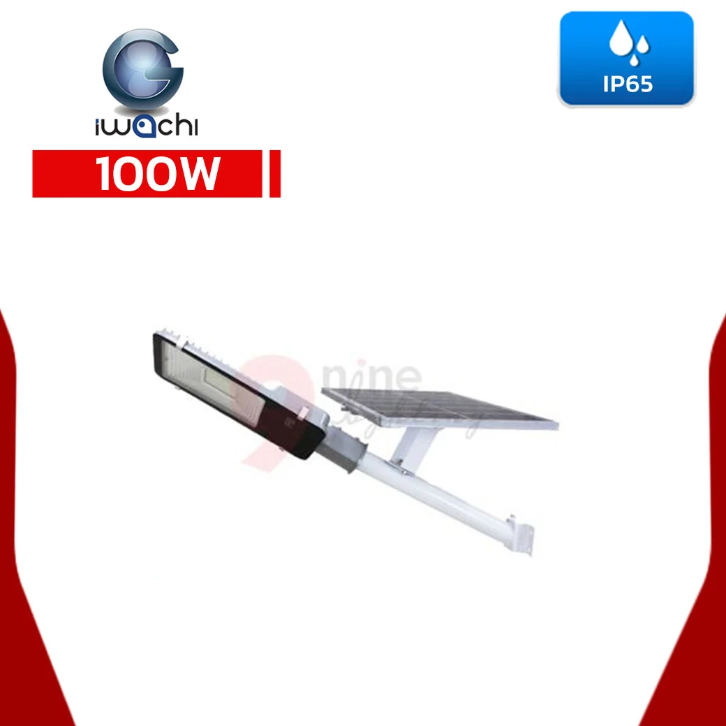 โคมไฟถนนโซล่าเซลล์ LED 100W IWACHI SMD (พร้อมรีโมทคอนโทรล)