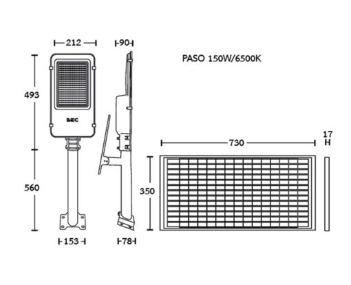 โคมไฟถนนโซล่าเซลล์ LED 150W BEC PASO - Image 3