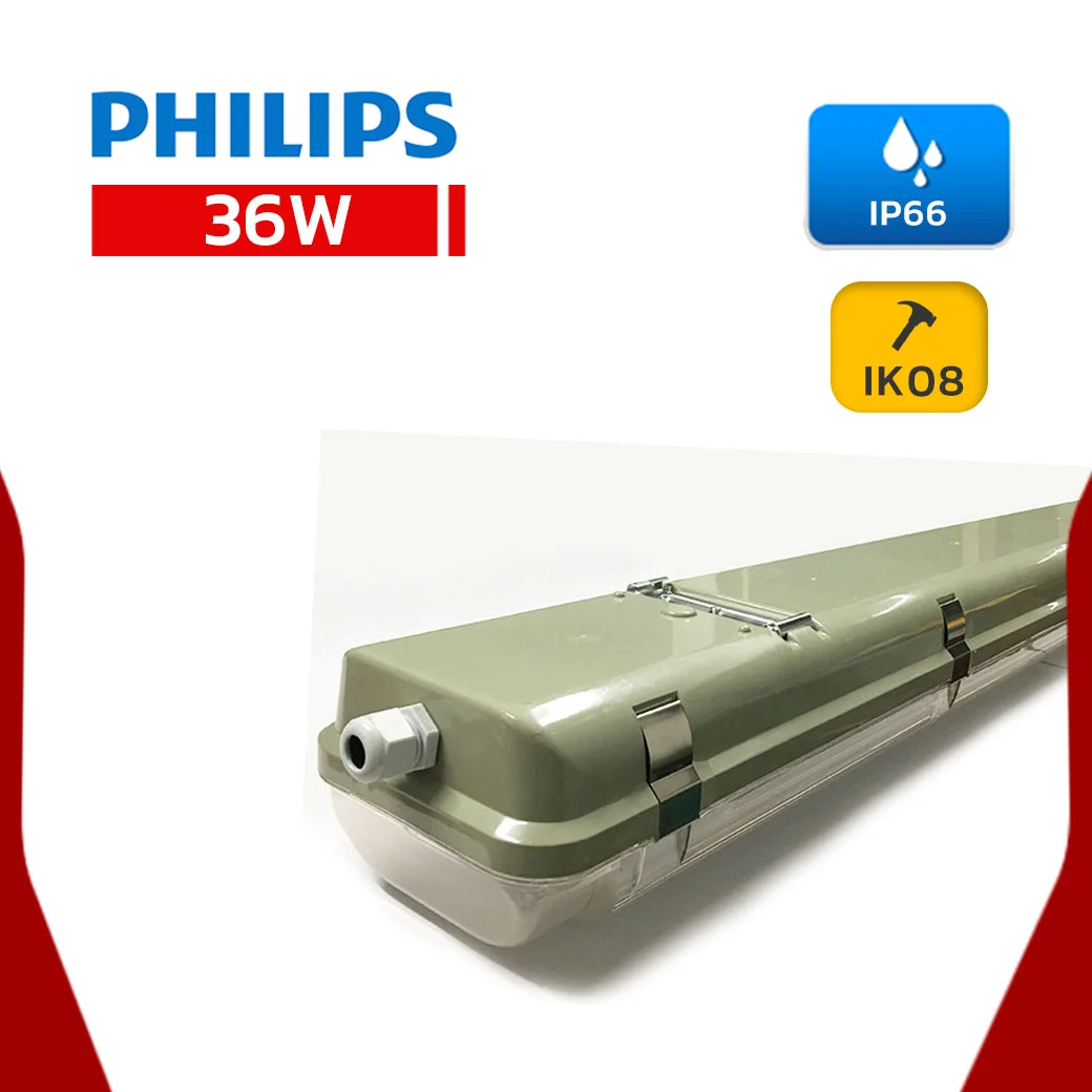 โคมกันน้ำกันฝุ่น 36W TCW097 2x36W Philips - Image 2
