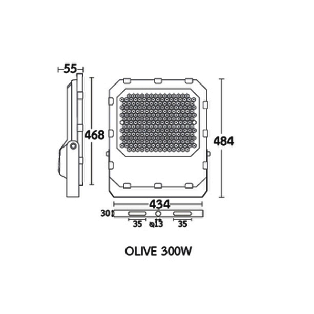 Dimension LED 300W BEC OLIVE