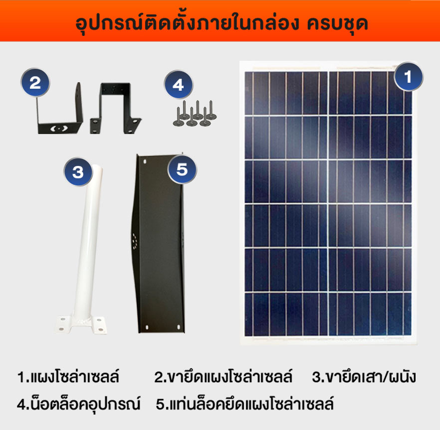 โคมไฟถนนโซล่าเซลล์-LED-200W-RICHLED-PRO-II-อุปกรณ์
