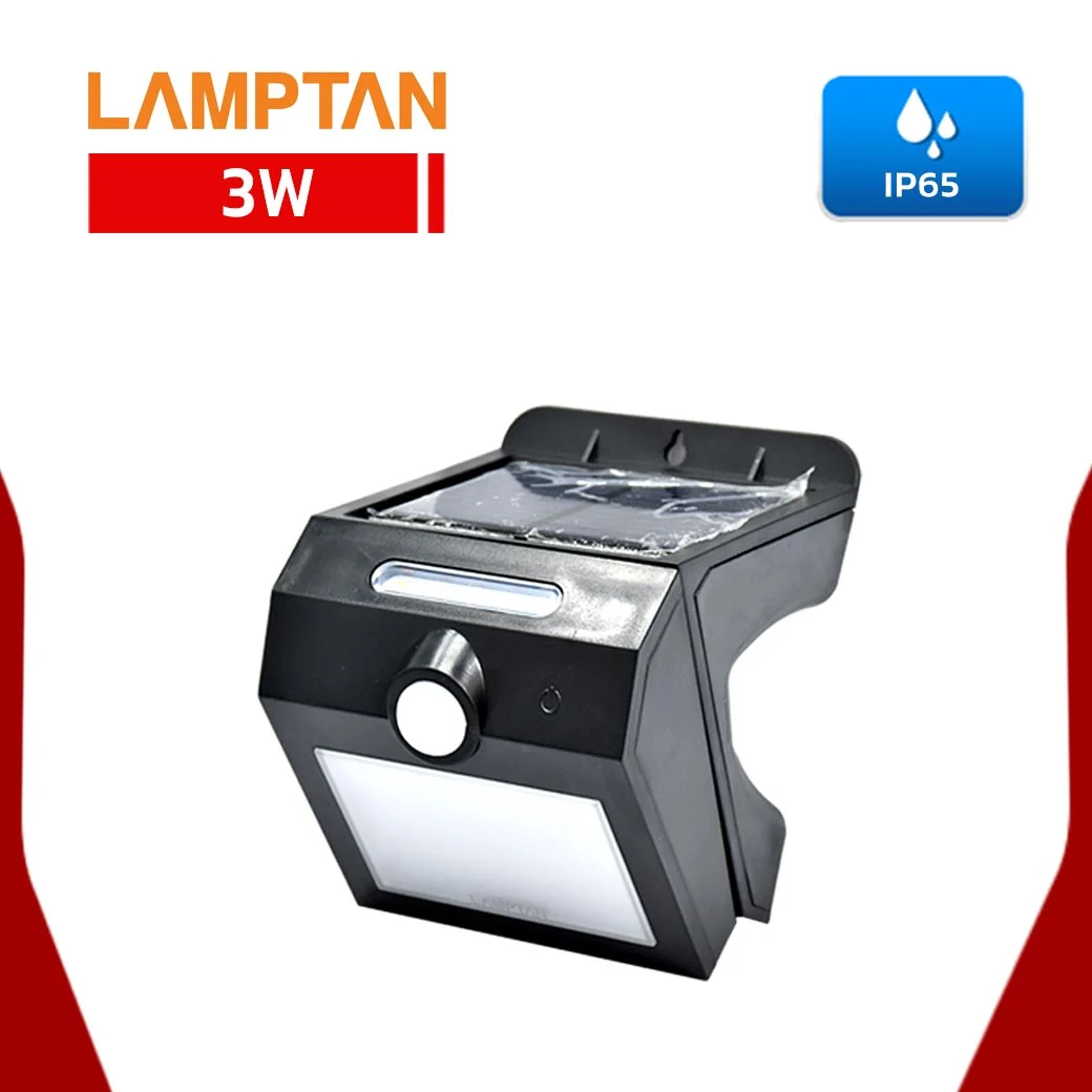 โคมไฟติดผนังภายนอก 3W LAMPTAN SOLAR SMART SENSOR TWIST