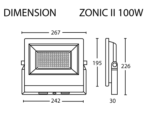 DIMENSION----------ZONIC-II-100W
