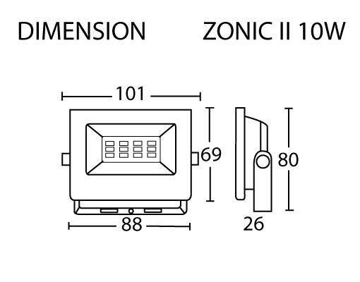 DIMENSION----------ZONIC-II-10W
