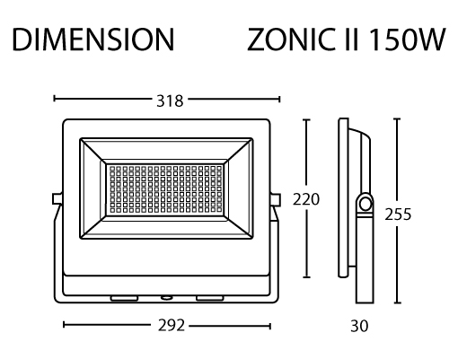DIMENSION----------ZONIC-II-150W