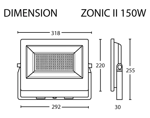 DIMENSION----------ZONIC-II-150W