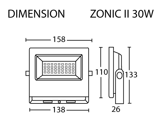 DIMENSION----------ZONIC-II-30W