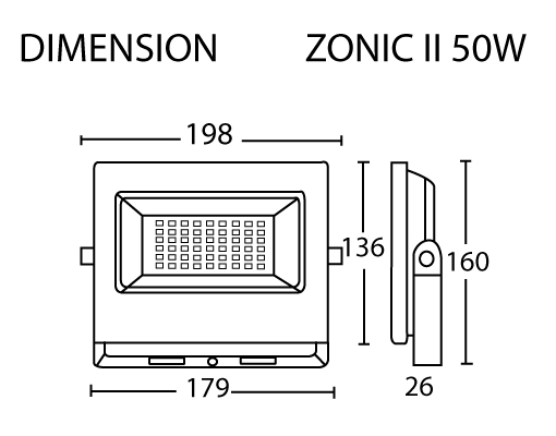 DIMENSION----------ZONIC-II-50W