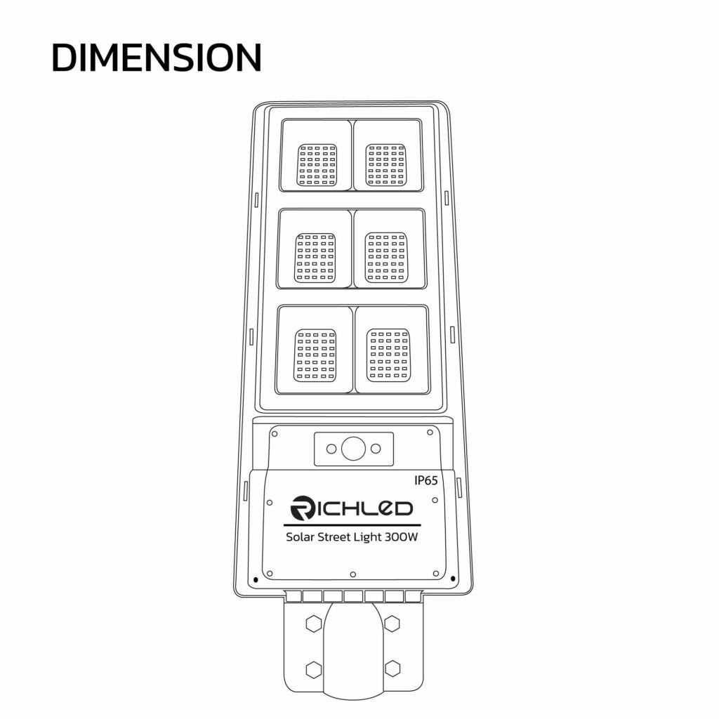 DIMENSION-โคมไฟถนนโซล่าเซลล์-LED-300W-RICHLED-SUNLIGHT