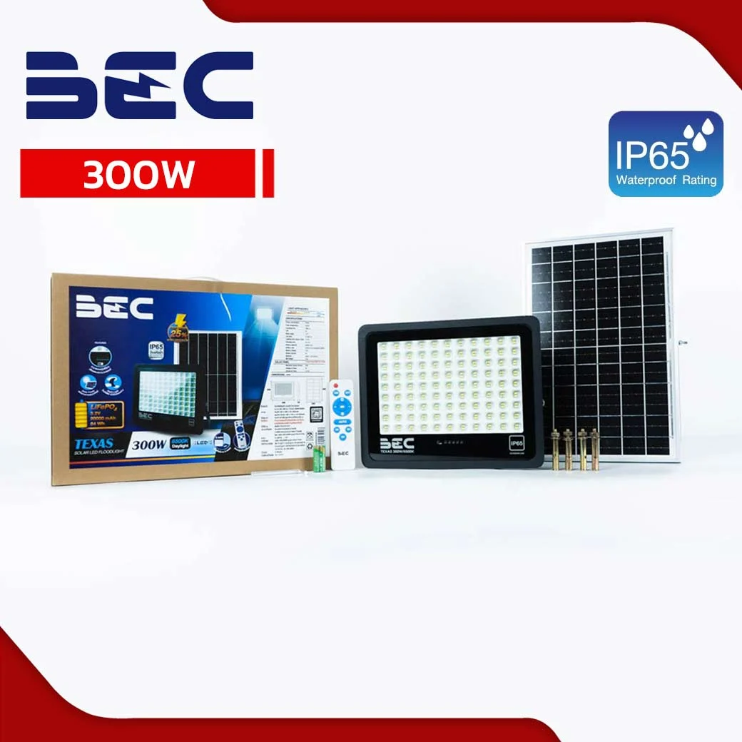 โคมฟลัดไลท์โซลาร์เซลล์ LED รุ่น TEXAS 300W