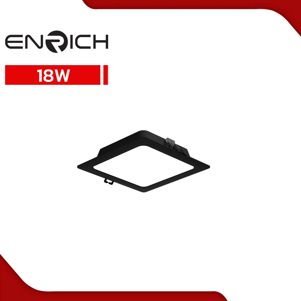 โคมไฟดาวน์ไลท์ LED หน้าเหลี่ยม ENRICH EASY-O สีดำ 18W - Image 2