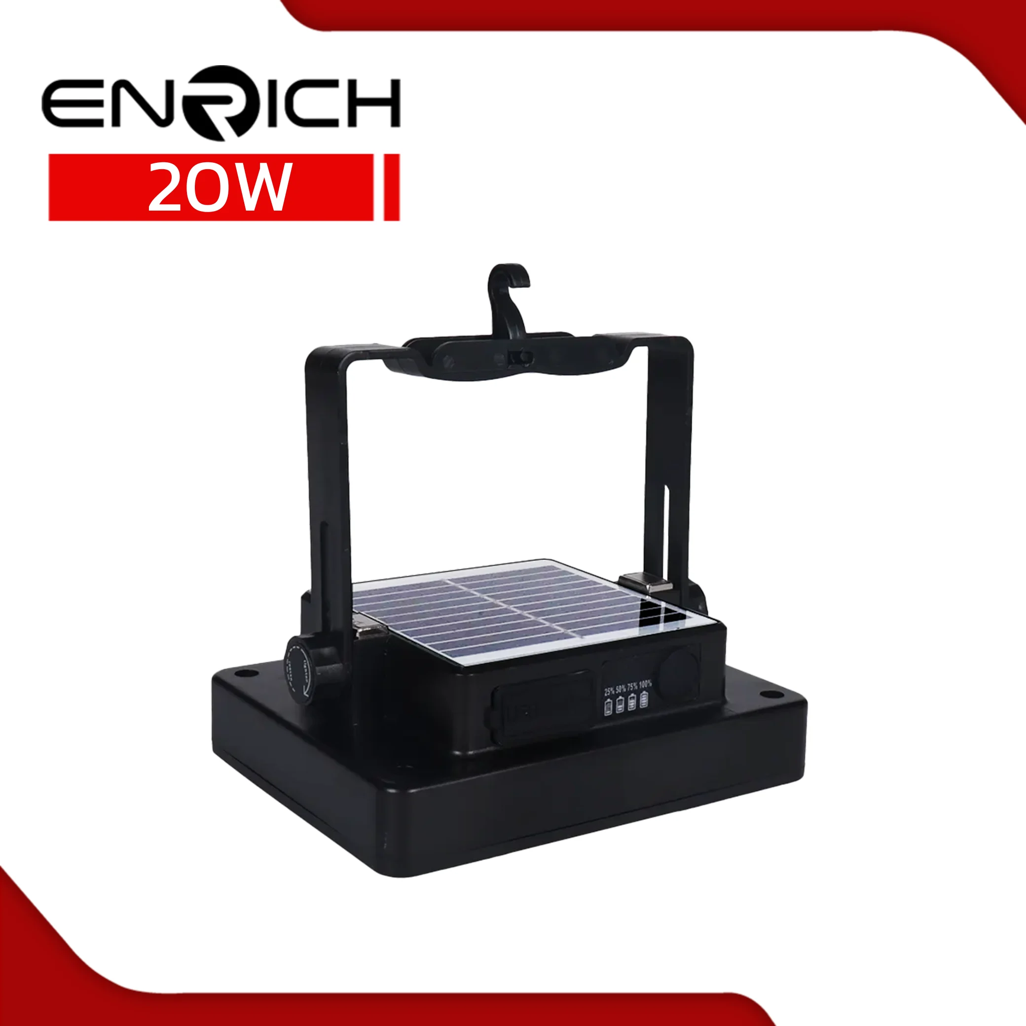 สปอร์ตไลท์โซล่าเซลล์ LED 20W ENRICH SPONGE สีดำพาสเทล(สำหรับพกพา) - Image 2
