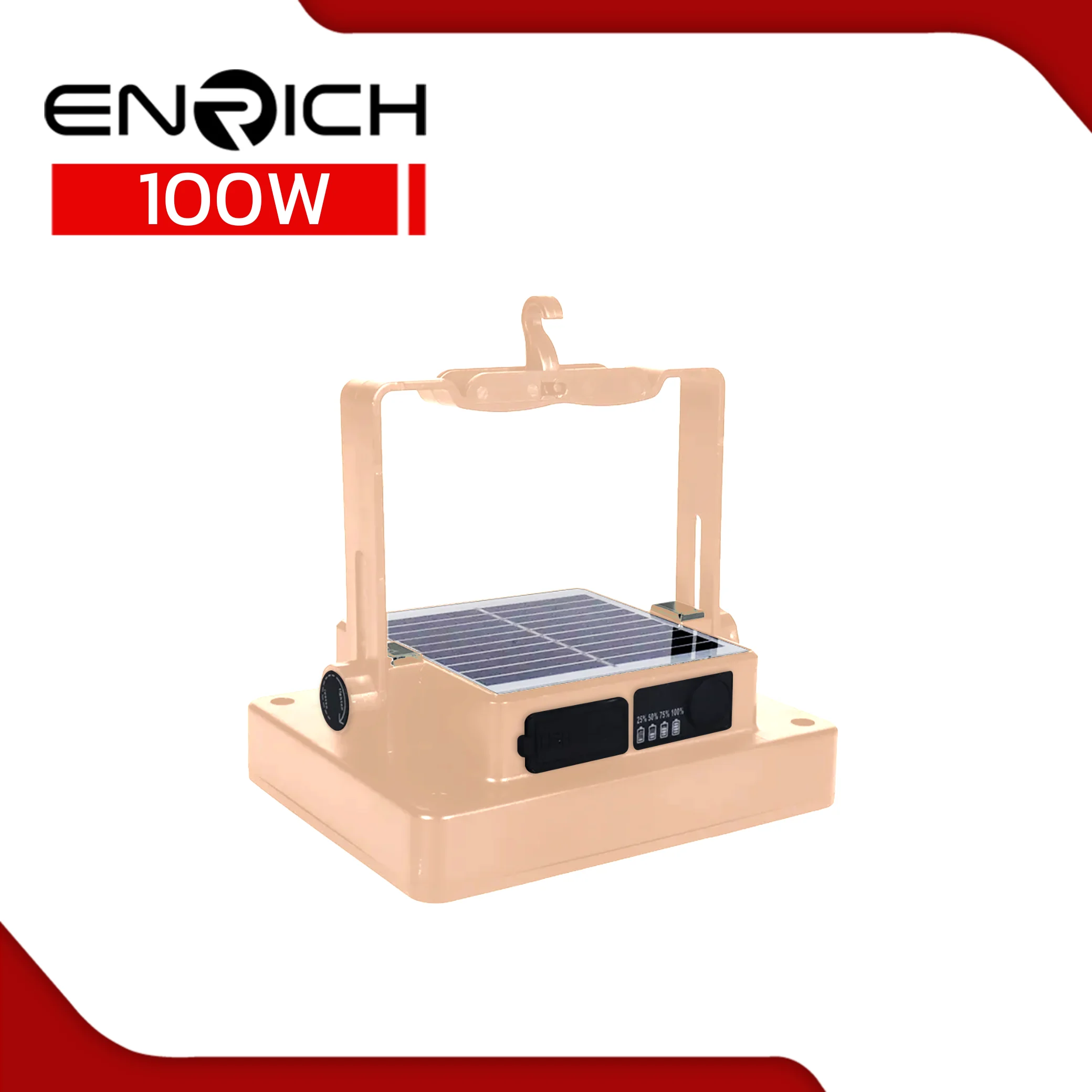สปอร์ตไลท์โซล่าเซลล์ LED 20W ENRICH SPONGE สีชมพูพาสเทล(สำหรับพกพา) - Image 2