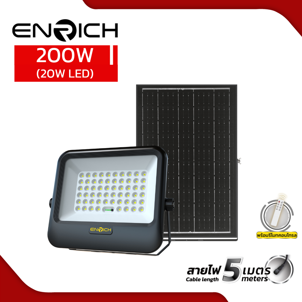 สปอร์ตไลท์โซล่าเซลล์ OPTIMUS 200W